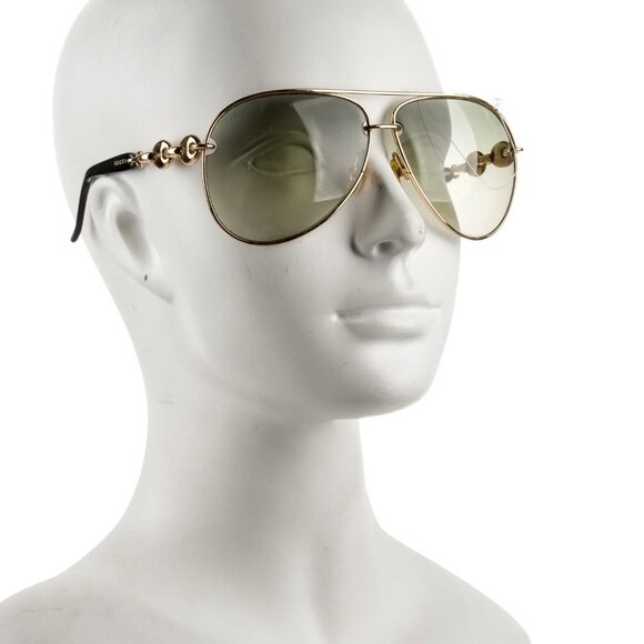 Authentic Gucci Marina Chain Aviator Sunglasses GG 4225/S Gold Black - Picture 1 of 12